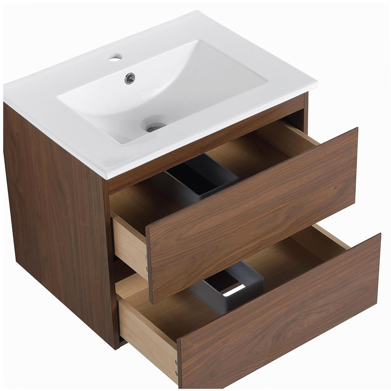 Z-Chaoup 24-inch Wall-Mounted Bathroom Sink with Ceramic Bowl, 2